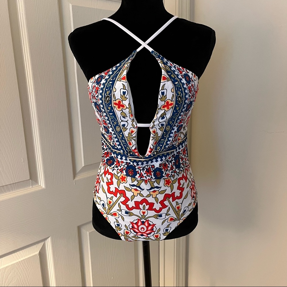 Halter One Piece Swimsuit with Deep V